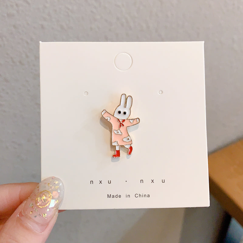 Cute Jumper Rabbit Brooch Pin