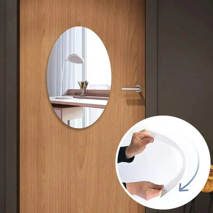 Oval Shape Flexible Self Adhesive Shatterproof Wall Mirror(Size:12x8 Inch)