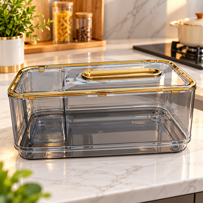 Acrylic Tissue Box Organizer Tissue Dispenser With Extra Storage Space
