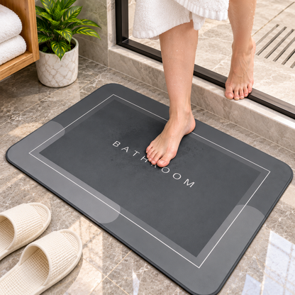 Grey Bathroom Floor Rug Simple & Elegant Bath Mat (22x15Inch)
