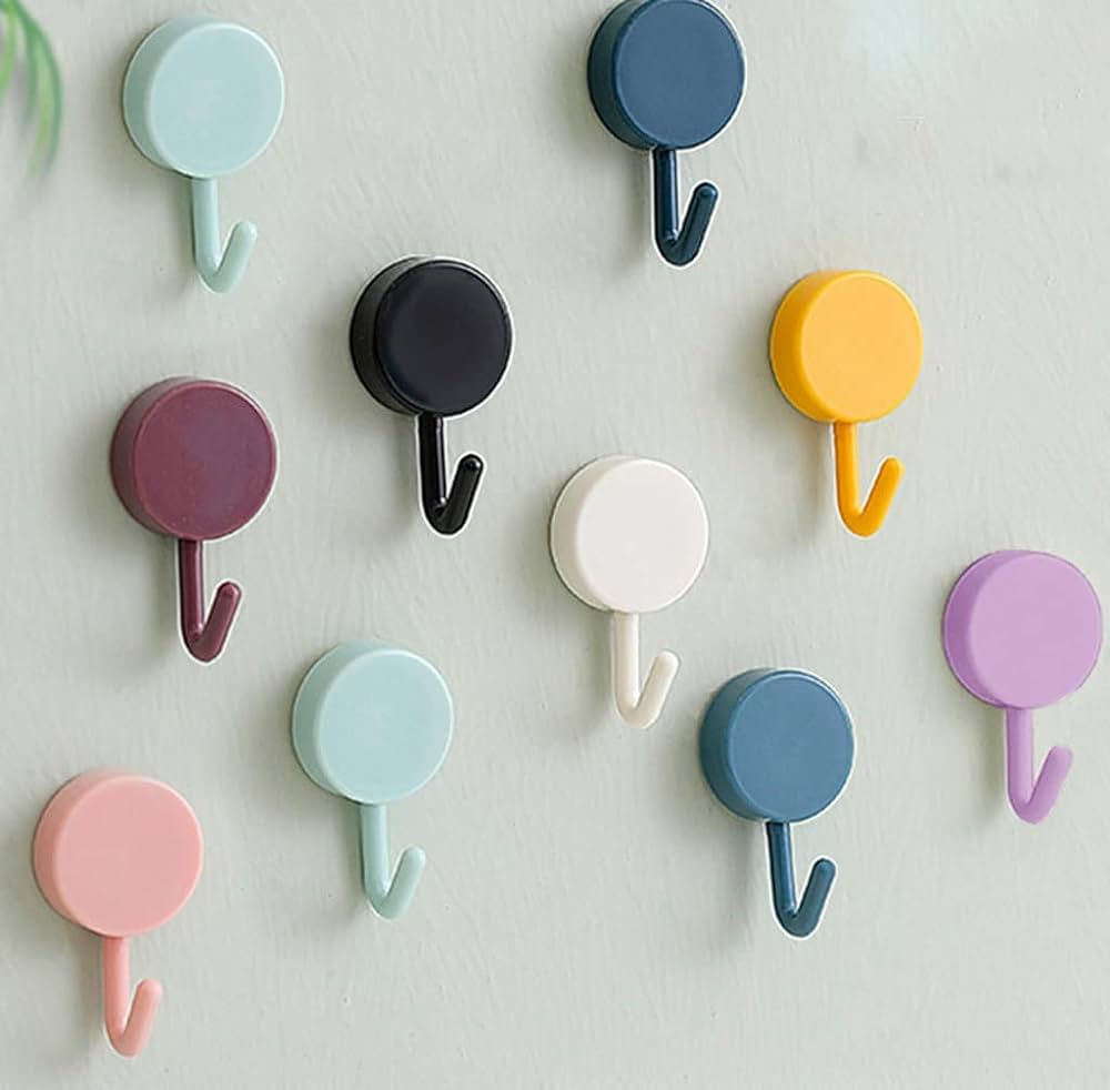 5Pcs Cute Colorful Self Adhesive Wall Hooks, Under One Dollar
