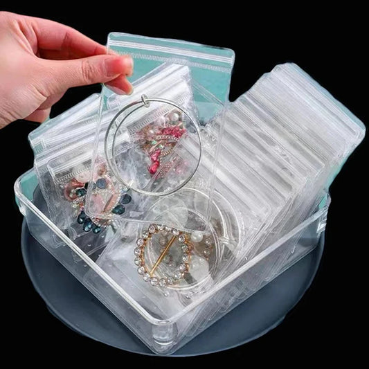 5 Pcs Transparent Storage Jewelry Pouches, Under One Dollar 