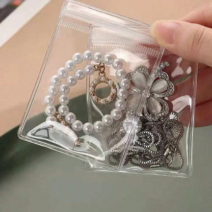 5 Pcs Transparent Storage Jewelry Pouches, Under One Dollar