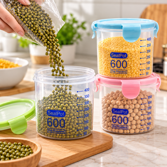 600ml Multipurpose Food Storage Pots – Airtight Kitchen Organizer