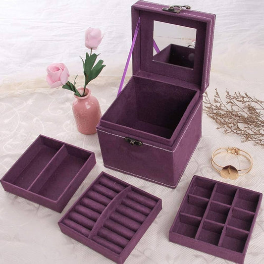 3 Layers Velvet Jewelry Boxes & Organizers