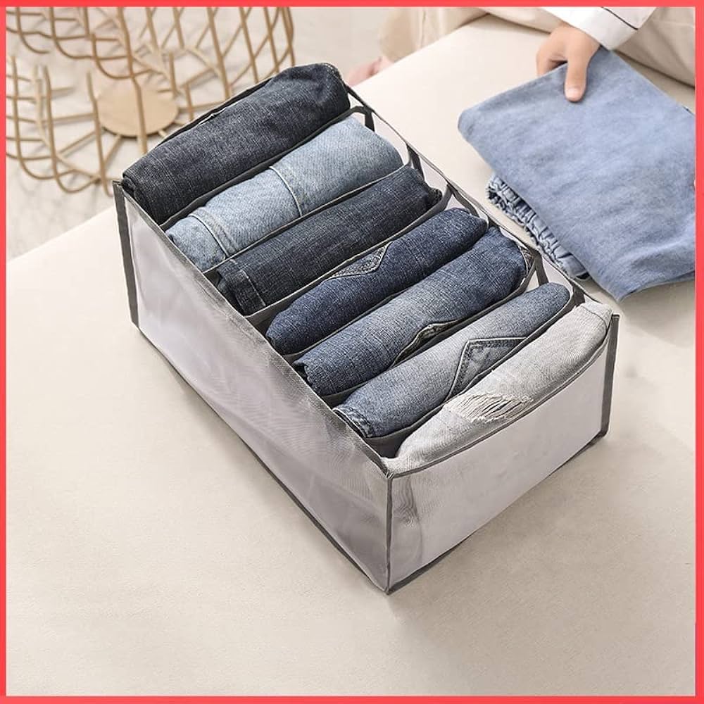 3 Pcs 7-Grid Washable Wardrobe Jeans Shirts Clothes Storage Organizer