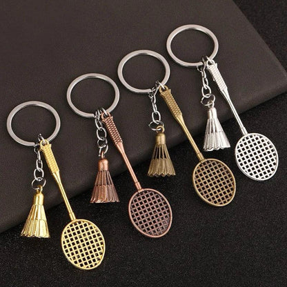 Metal Badminton Racket Keychain