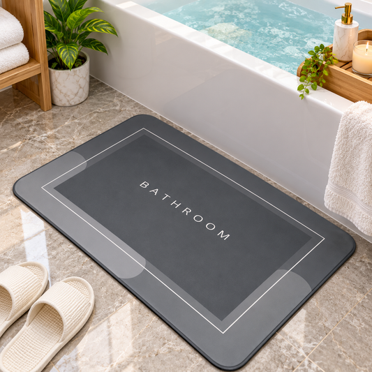 Grey Bathroom Floor Rug Simple & Elegant Bath Mat (22x15Inch)