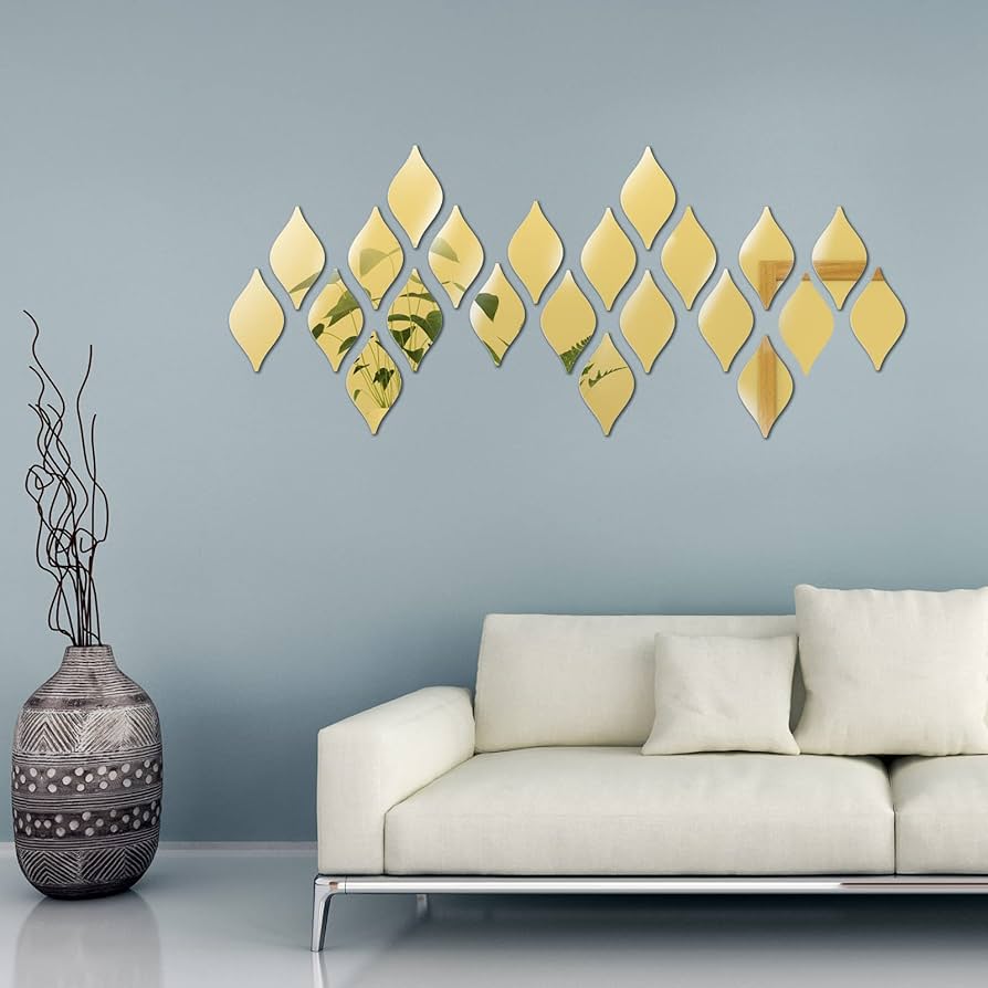 12pcs Acrylic Leaf Mirror Wall Sticker Home Decoration