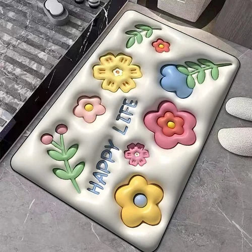 Soft Non Slip Multi Flower Design 3D Door Entrance Mat(Random Design)