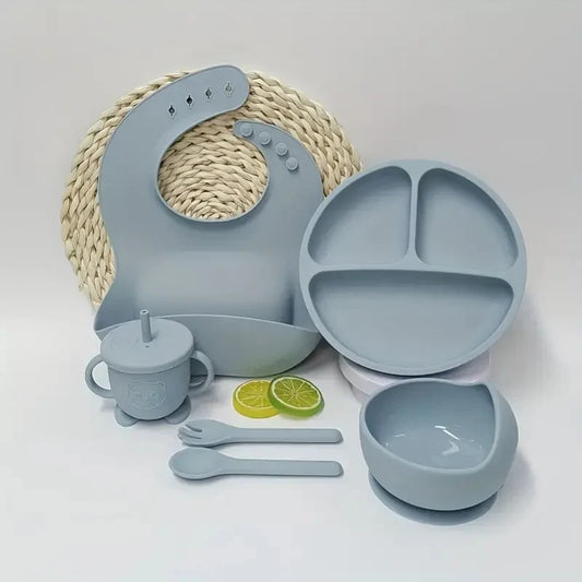 8PCS BPA Free Silicone Baby Feeding set