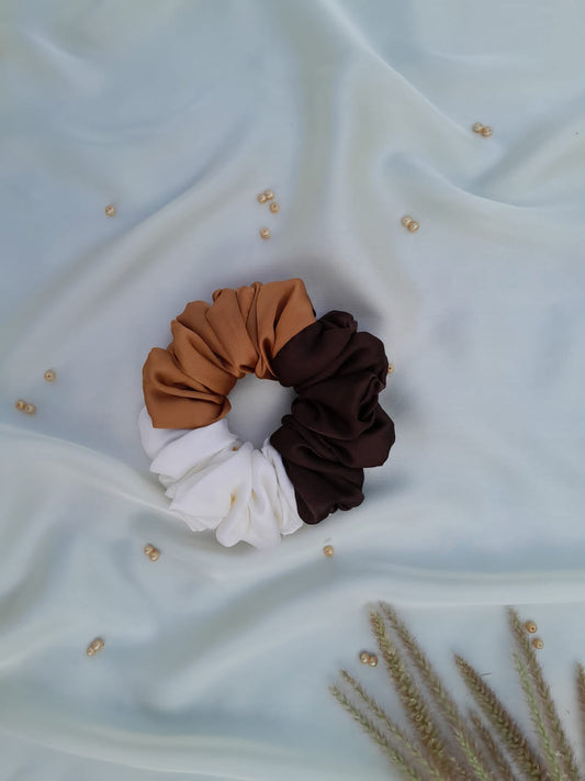 1Pcs High Quality Silk Scrunchies - Trio Colors (Random colour)