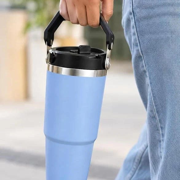 900ml Stainless Steel Tumbler Reusable Cup With Lid & Straw