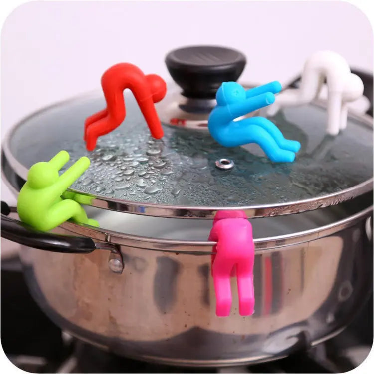 2 Pcs Funny Silicone Anti Overflow Lid Holder
