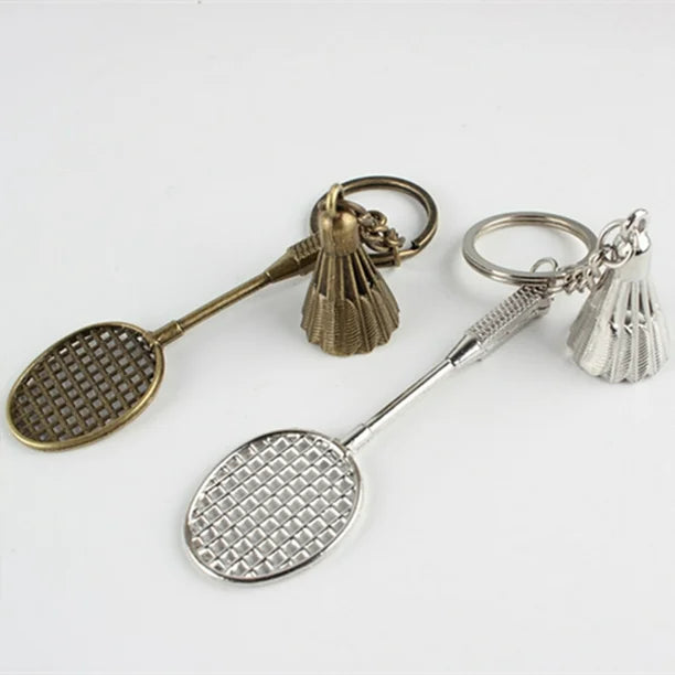 Metal Badminton Racket Keychain