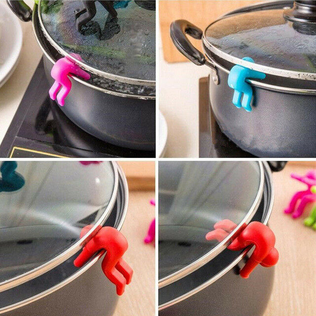 2 Pcs Funny Silicone Anti Overflow Lid Holder