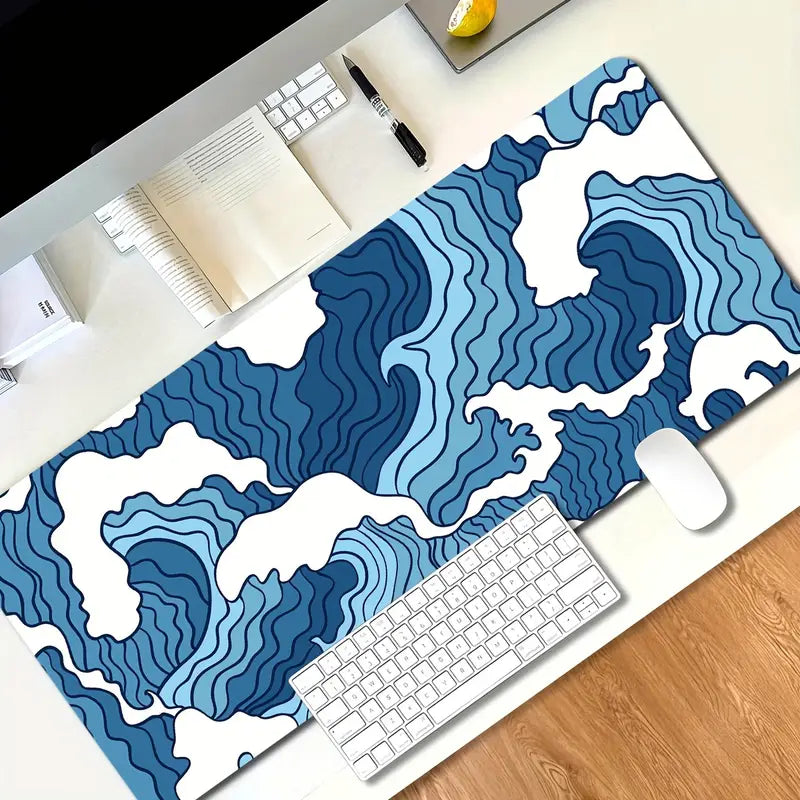 Blue Waves Desk Mat, Home and Living 
