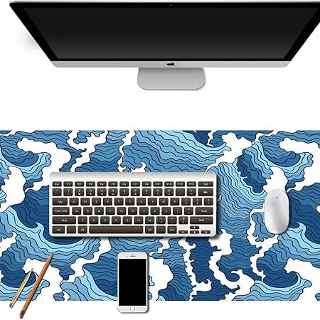 Blue Waves Desk Mat, Home and Living 