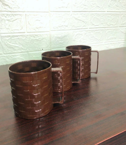 3 PC Brick Textured Style Plastic Mug