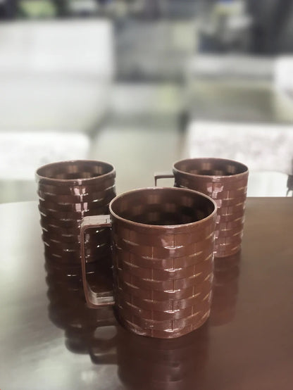 3 PC Brick Textured Style Plastic Mug