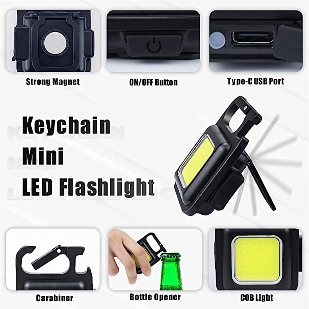 COB Small Flashlights Rechargeable Led Keychain Mini Torch