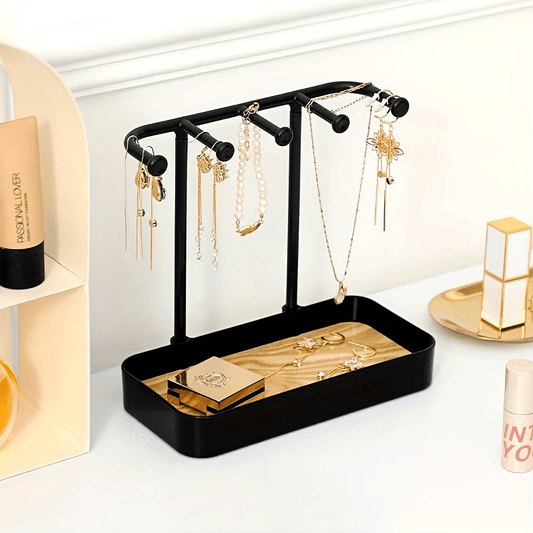 Compact Cosmetic Storage Box with Jewelry Rack