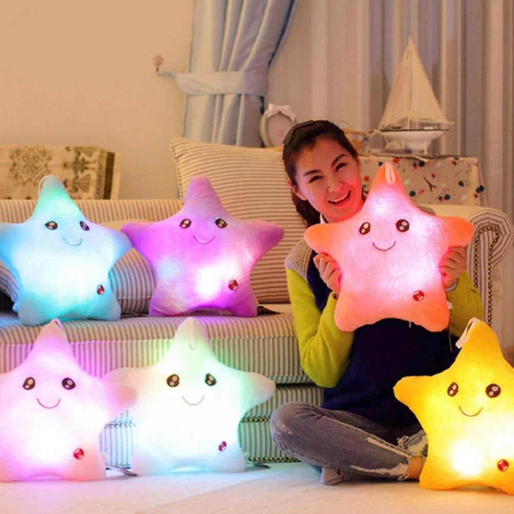 Creative Twinkle Star Pillows With Glowing LED Night Lights