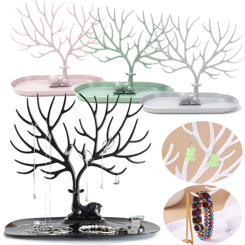 Creative Deer Style Jewelry Display Rack With Tray