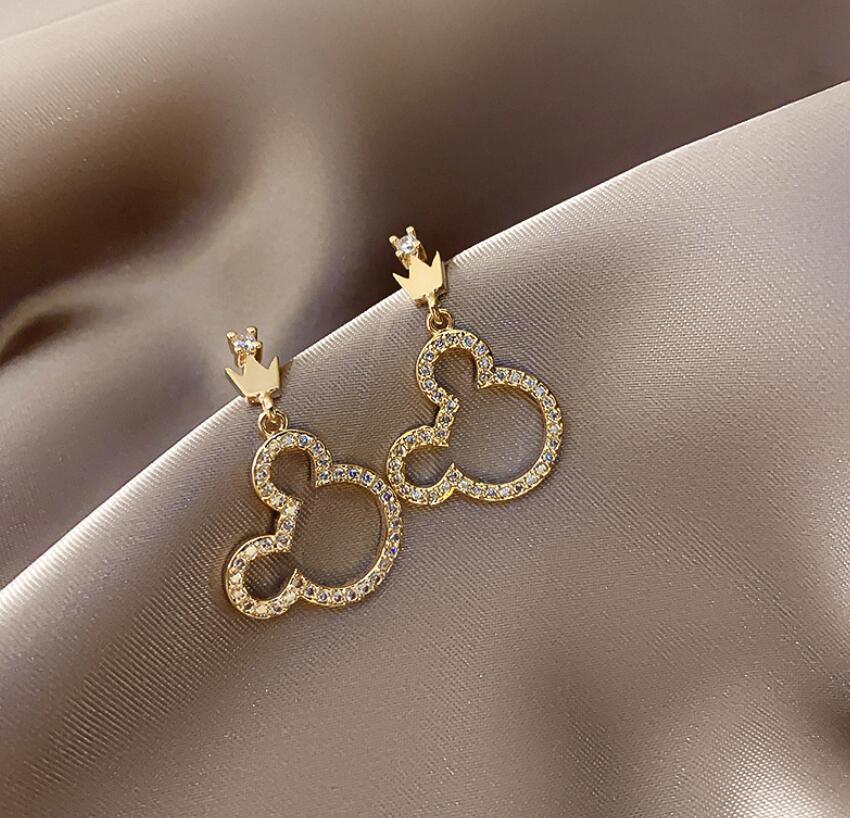 Crown Cute Mouse Pearl Stud Earrings