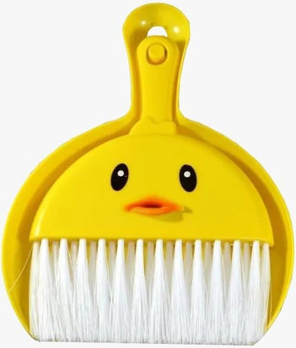 Cute Mini Broom & Dustpan Set – Portable Yellow Cleaning Brush for Home & Office