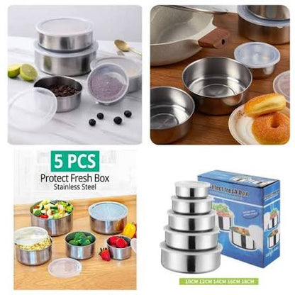 Durable 5-Piece Stainless Steel Storage Bowl Set with Covers