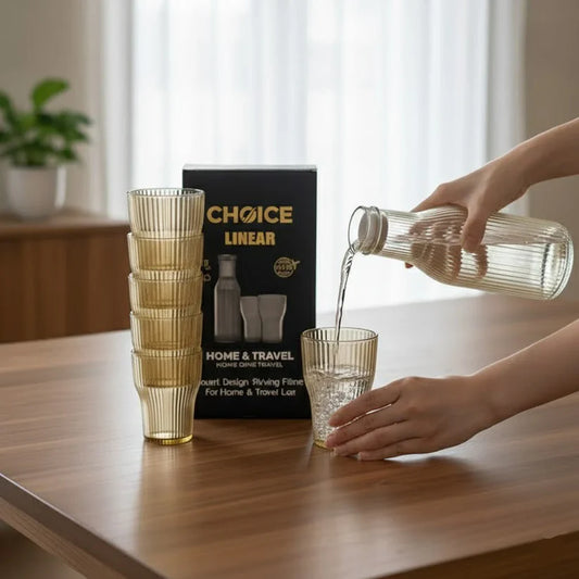 Elegant Transparent Bottle & Glass Serving Set, Kitchen Accessories 