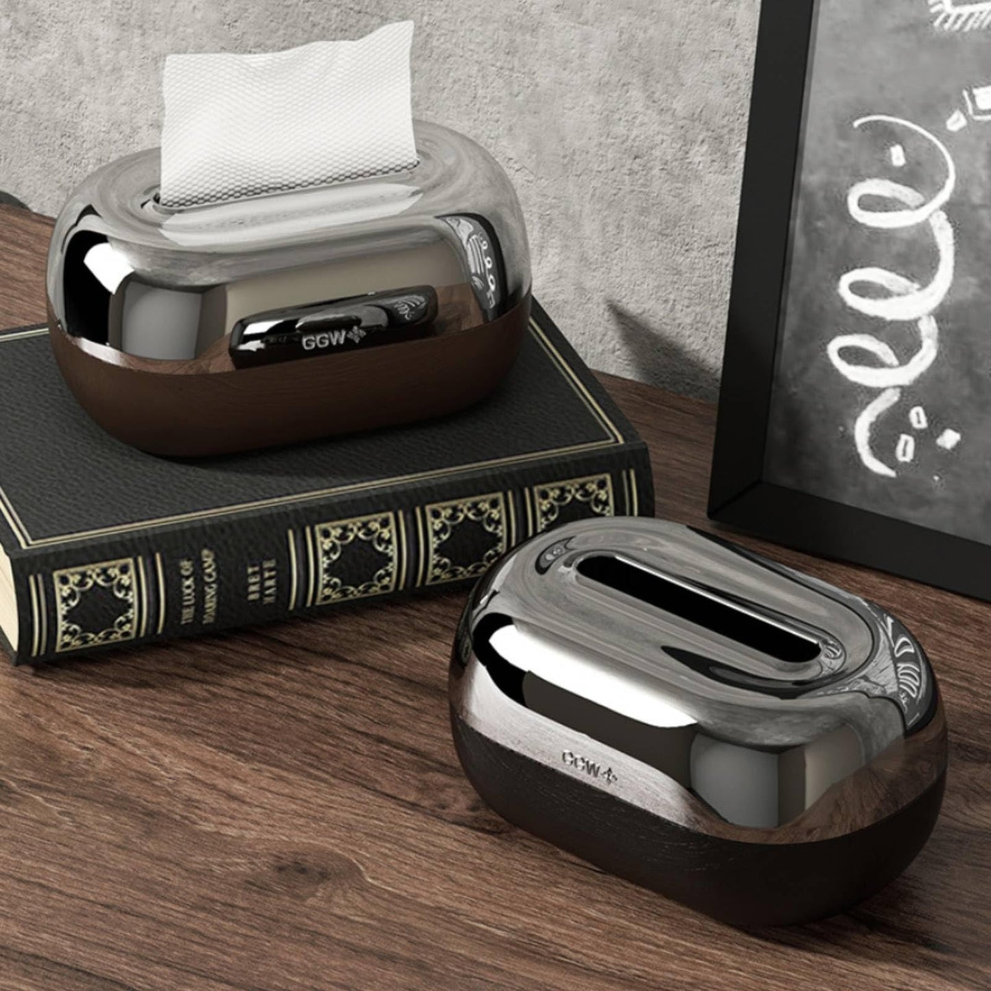 Elegant Desktop Tissue Holder – Compact Black Enclosed Tissue Box Cover for Home Decor
