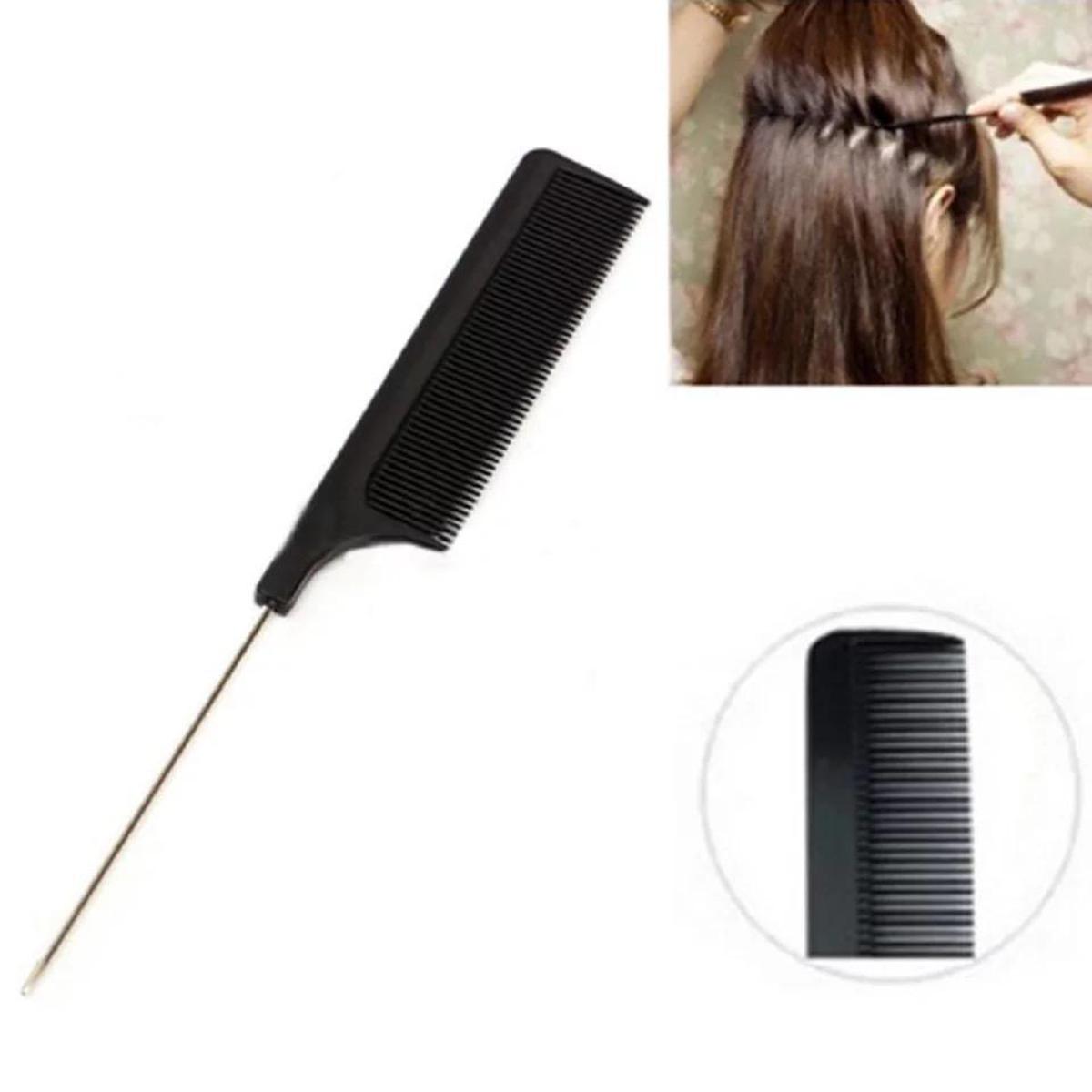 2PC Fine Teeth Tail Comb in Black