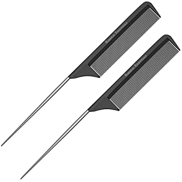 2PC Fine Teeth Tail Comb in Black