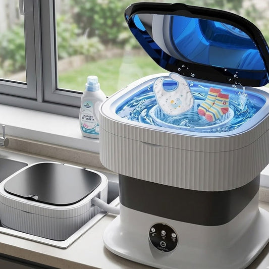 Foldable 10L Portable Laundry Washer with Drying System, Home and Living 