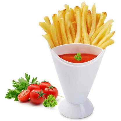 French Fries Dipping Cone Ketchup Dipper Veggie Holder and Server