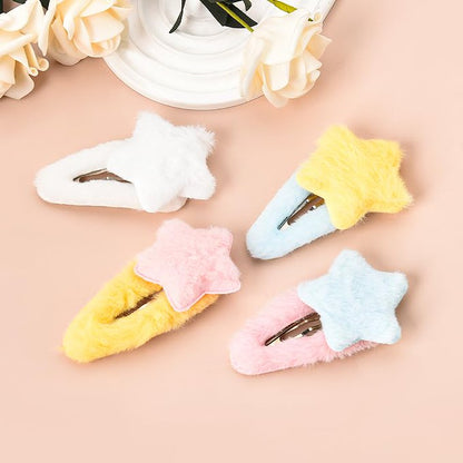 1 Pcs Sweet Cute Plush Star Hair Clip(Random Colour)