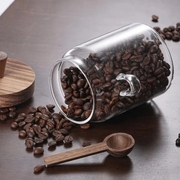 Glass Spice & Sugar Jar – Wooden Lid and Spoon Set