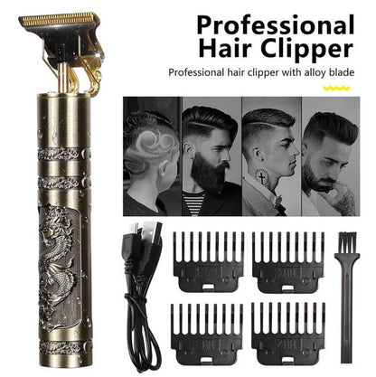 Gold Metal Rechargeable Electric Hair Barber Trimmer For Men