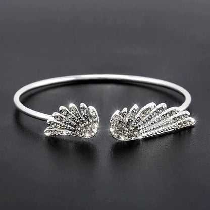 Vintage Silver Angel Wing Feather Bracelet