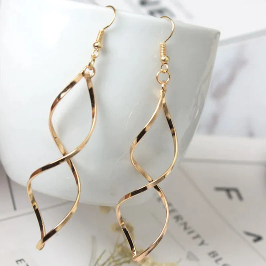 Golden colour Double Loop Drop Earrings