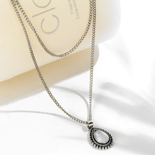 Water Drop Charm Layered Necklace