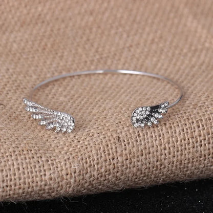 Vintage Silver Angel Wing Feather Bracelet