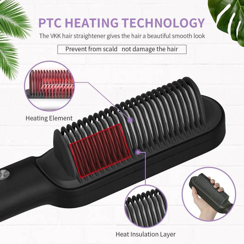 Hair Comb 3 in 1 Styling Curler Iron Electric Straightener