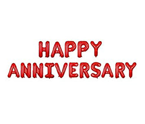 Happy Anniversary 16 Pcs Red Foil letters Balloons