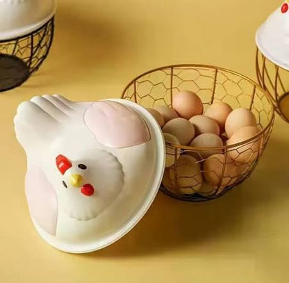Hen Shaped Egg Storage Container – Kitchen Egg Basket with Lid
