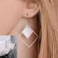 Hollow Rhombus Pendants White Square Pendants Earrings