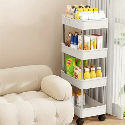 Household 4-Tier Rolling Cart For Easy Organization