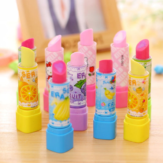 2PC Kids Creative Lipstick Rotary Rubber Eraser